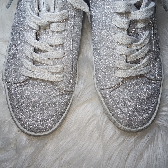 Vintage Havana Kara Silver Matt Star Glitter Sequins Sneakers - Picture 6 of 10